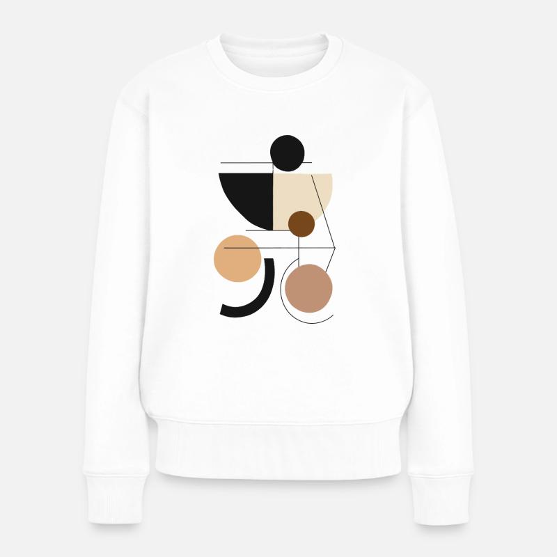 Geometrische Harmonie in Erdtönen - Frauen Premium Bio Pullover - Weiß