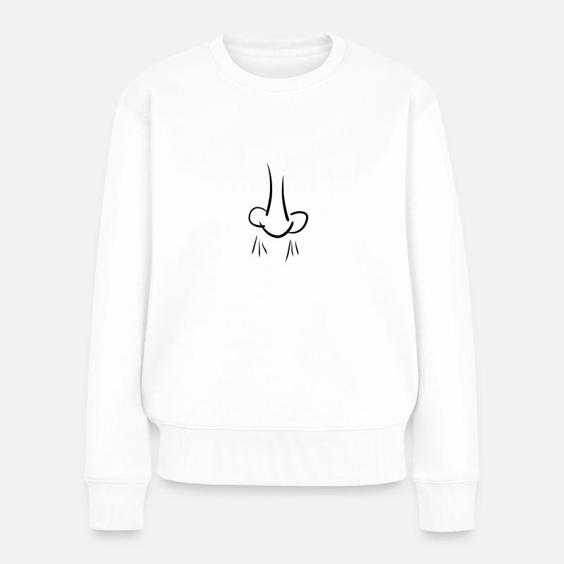 nase riechen - Frauen Premium Bio Pullover - Weiß