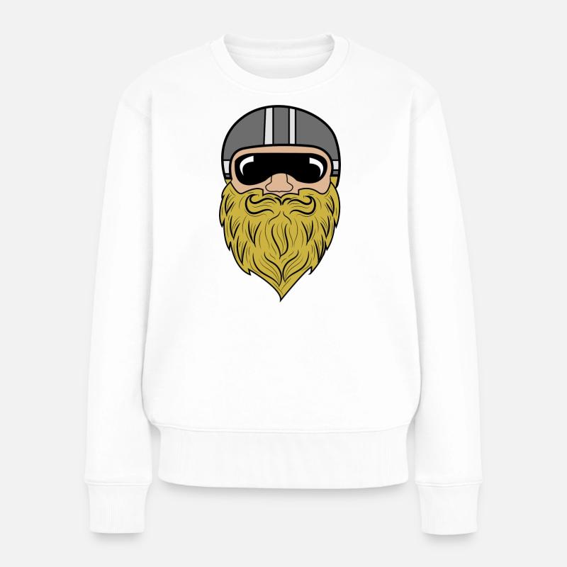 Barbe Barbe Barbe Barbe Coiffure Moustache Barbe Porteur - Pull Premium bio Femme - blanc