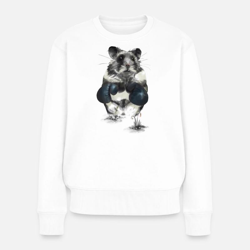 Hamster combatif sur le ring de boxe - Pull Premium bio Femme - blanc