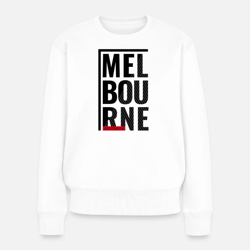 Melbourne Australien Typografie Design - Frauen Premium Bio Pullover - Weiß