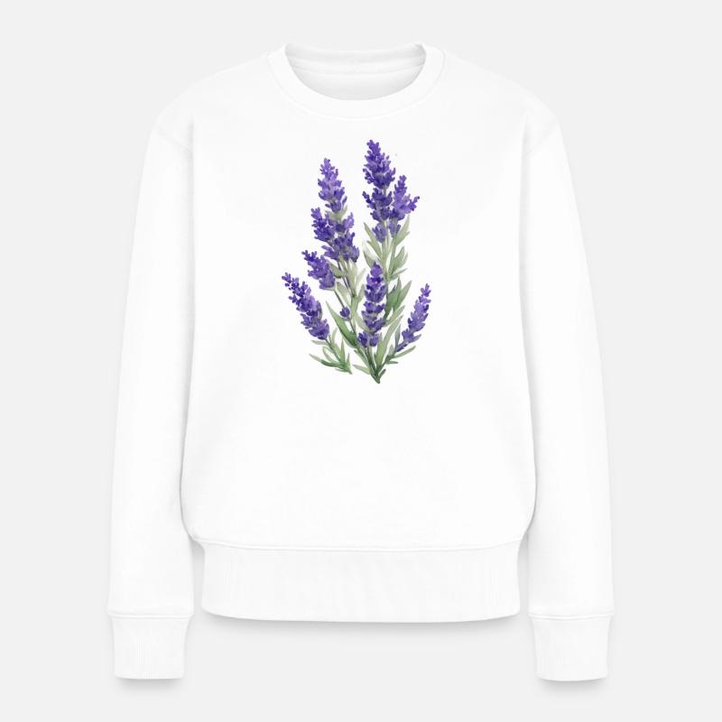 Lavendel - Frauen Premium Bio Pullover - Weiß