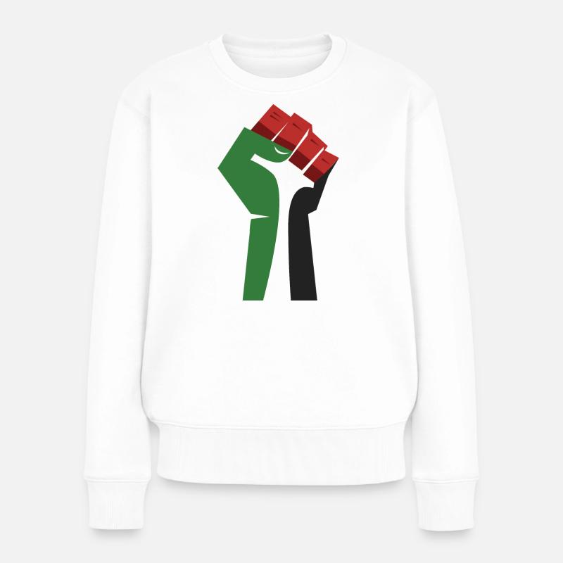Le poing levé (vert, blanc, noir, rouge) - Pull Premium bio Femme - blanc