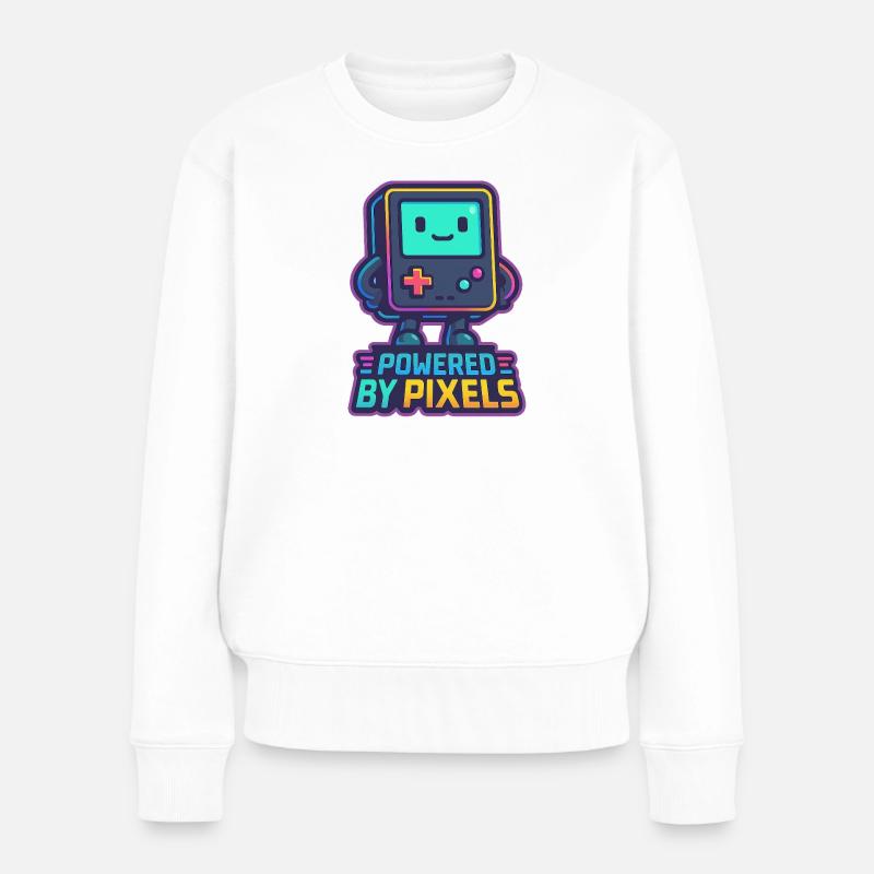 Verpixelter Bot mit ermächtigter Nachricht - Frauen Premium Bio Pullover - Weiß