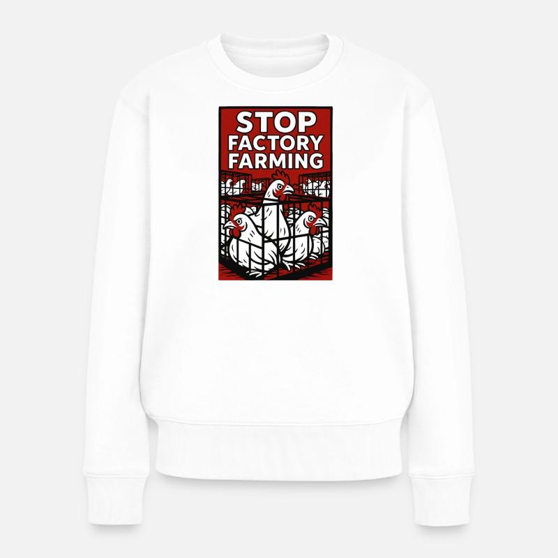 Affiche Stop Industry Farming - Pull Premium bio Femme - blanc