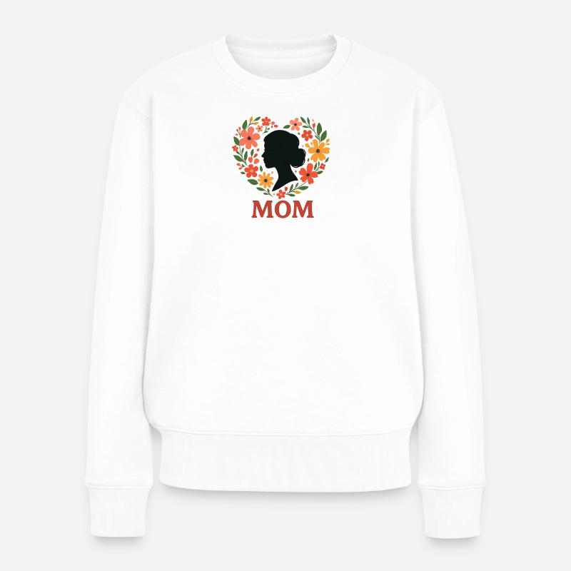 Silhouette de la Mère en couronne florale - Pull Premium bio Femme - blanc