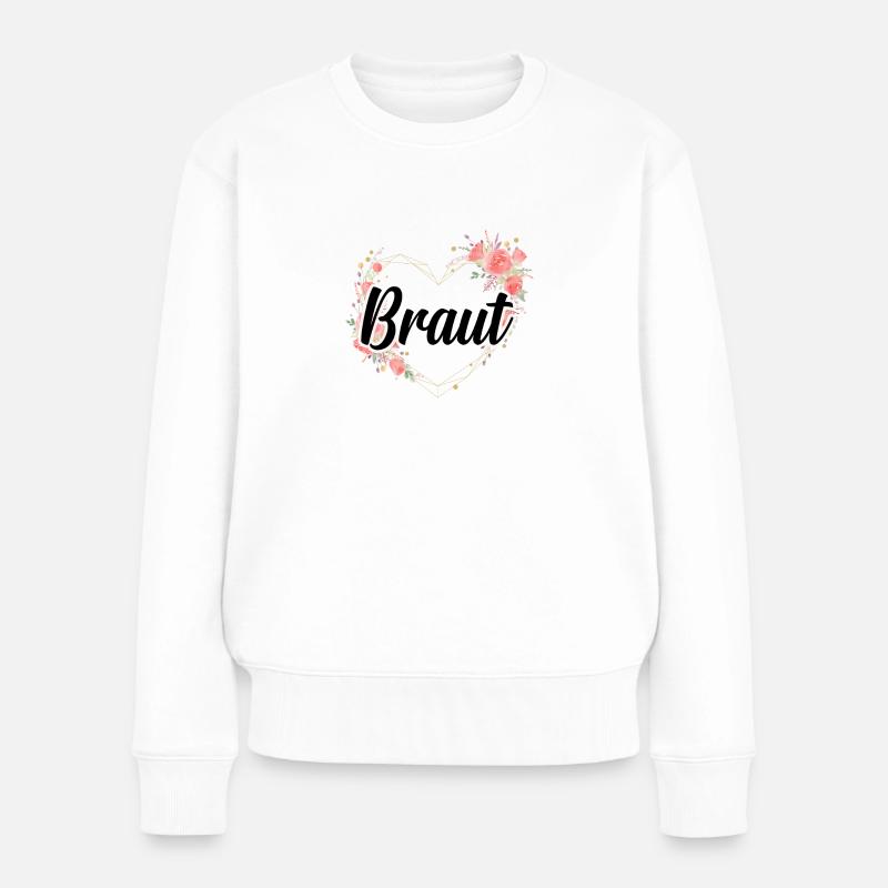 Frauen T-Shirt Braut - JGA - Blumen Herz - Frauen Premium Bio Pullover - Weiß