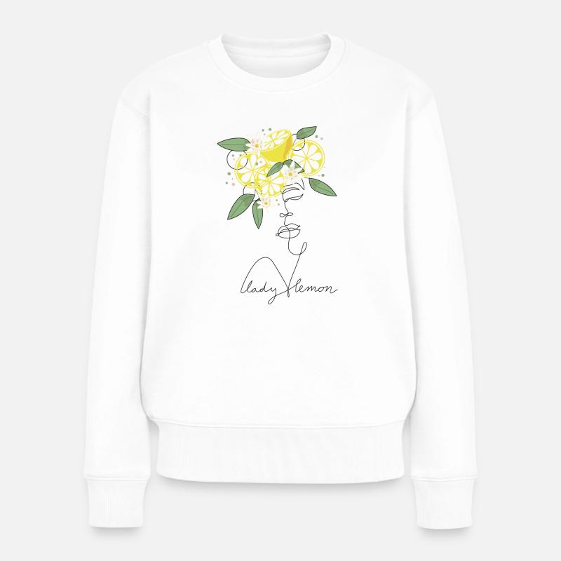 Lady lemon Lineart Design - Pull Premium bio Femme - blanc