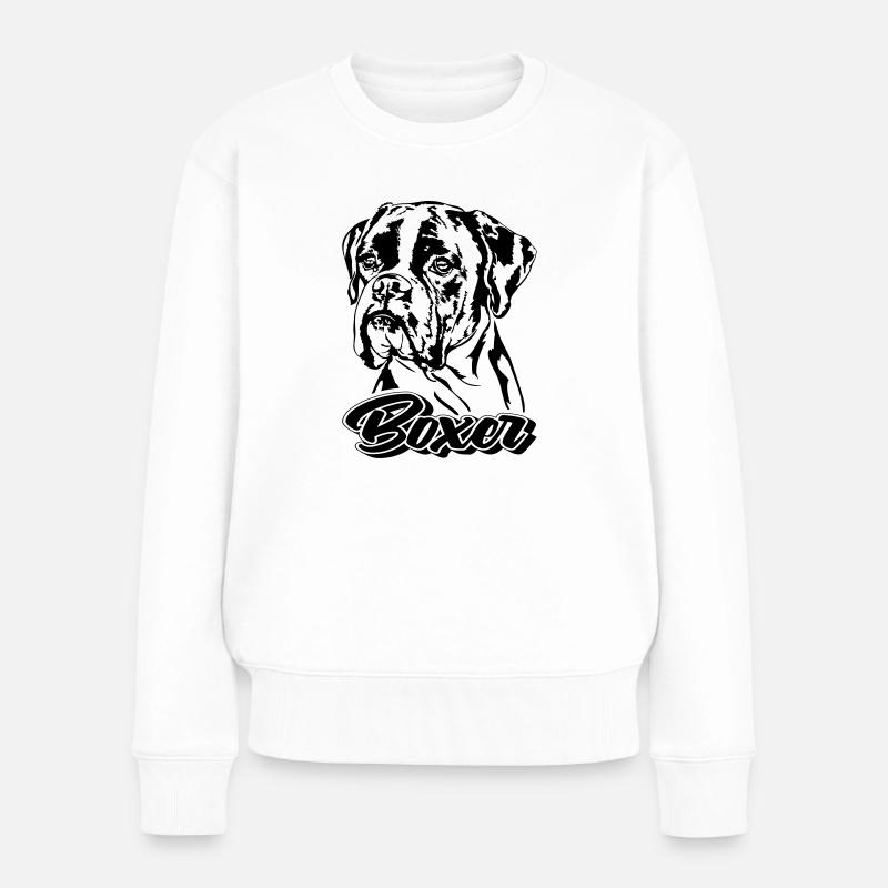 BOXER Hundeportrait Hund Hunde Wilsigns - Frauen Premium Bio Pullover - Weiß