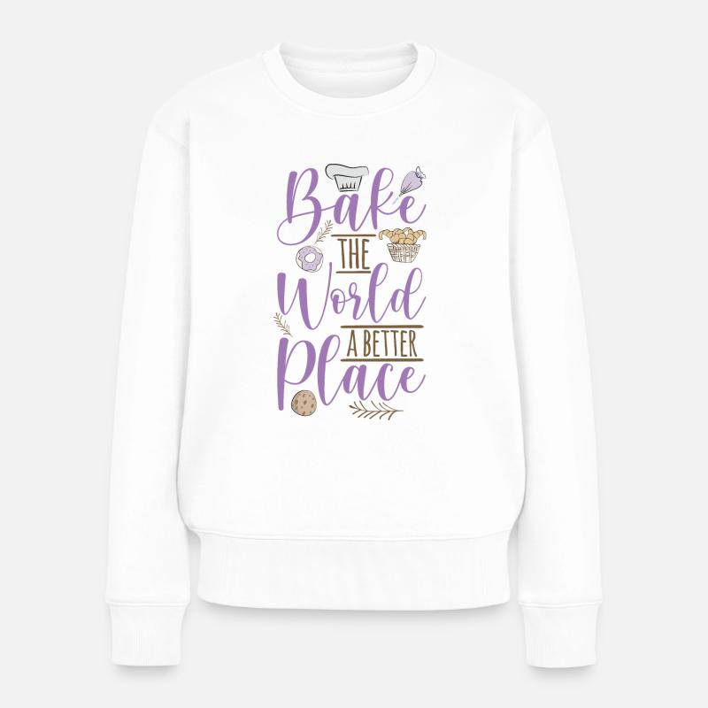 Konditor Bäckerin backen Zuckerguss Cupcake - Frauen Premium Bio Pullover - Weiß