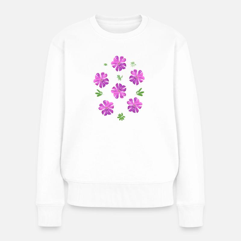 Lichtnelken rosa Blumen - Frauen Premium Bio Pullover - Weiß