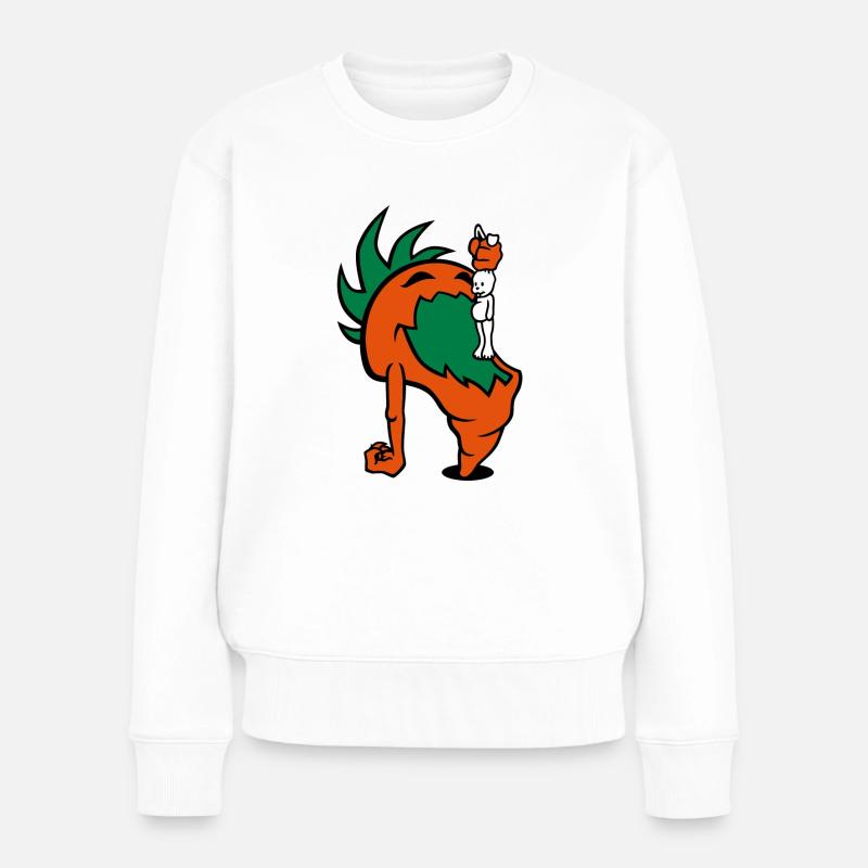 Hungry Carrot - Frauen Premium Bio Pullover - Weiß