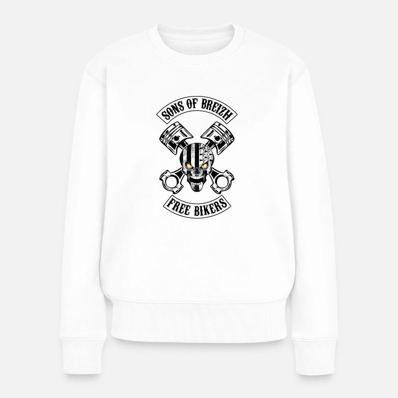 Breizh Skull Bikers - Pull Premium bio Femme - blanc