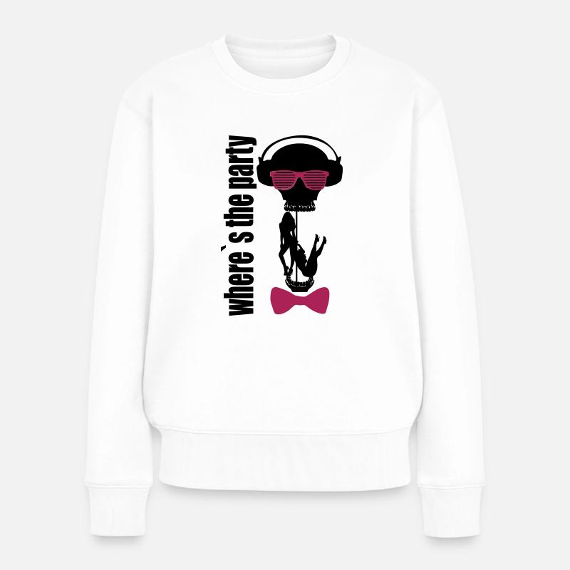 where's the party - Frauen Premium Bio Pullover - Weiß