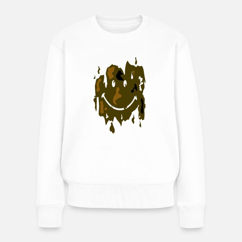 Smiley Mud - Frauen Premium Bio Pullover - Weiß