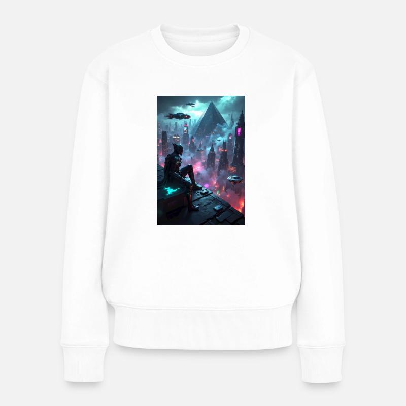 Cyberpunk-Grafiken. - Frauen Premium Bio Pullover - Weiß