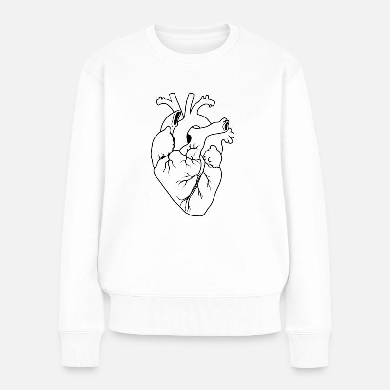 Herz anatomisch - Frauen Premium Bio Pullover - Weiß