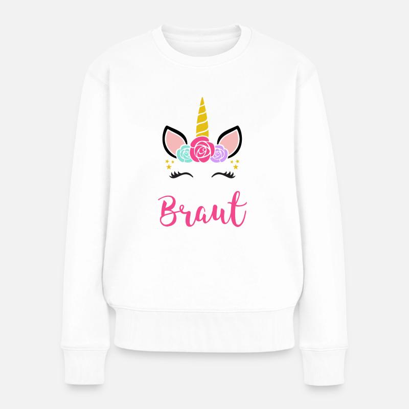 Braut Einhorn Junggesellinenabschied - Frauen Premium Bio Pullover - Weiß