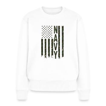 Armee Militär Marine Soldat Freiheit Tarnung - Frauen Premium Bio Pullover - Weiß - Vorne - Julia (174cm)