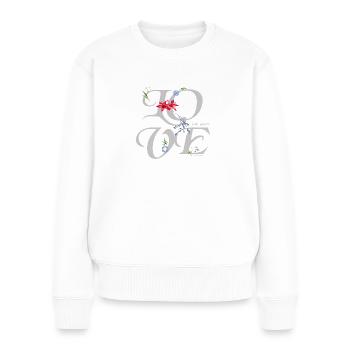 LOVE is the Answer - Frauen Premium Bio Pullover - Weiß - Vorne - Julia (174cm)