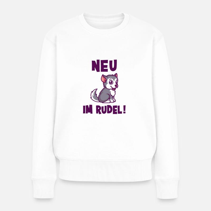 Neu im Rudel Wölfe Baby Kinder - Frauen Premium Bio Pullover - Weiß