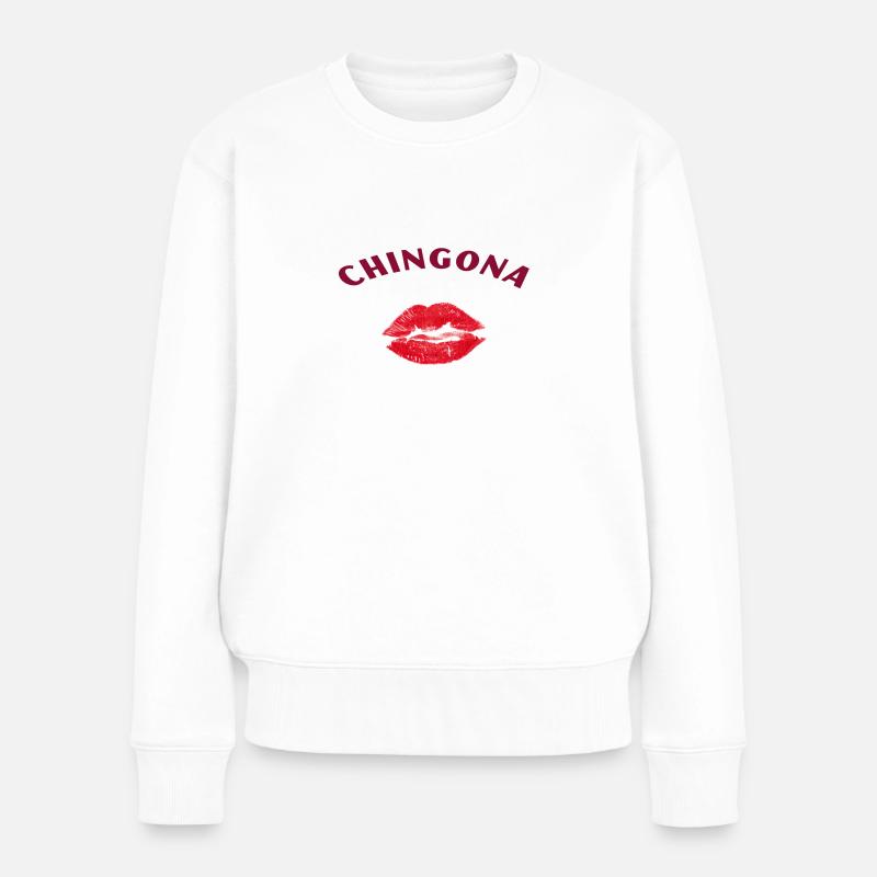chingona - Frauen Premium Bio Pullover - Weiß