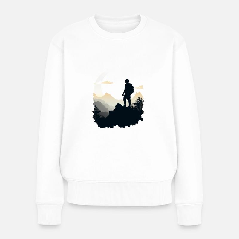 Wandern in den Bergen - Frauen Premium Bio Pullover - Weiß