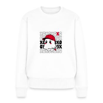 Valentinstag xoxo xoxo hugs kisses Liebe verliebt - Frauen Premium Bio Pullover - Weiß - Vorne - Julia (174cm)