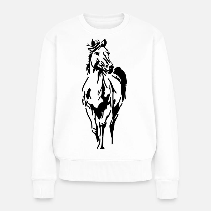 pferd pferdekopf hengst stute fohlen - Frauen Premium Bio Pullover - Weiß