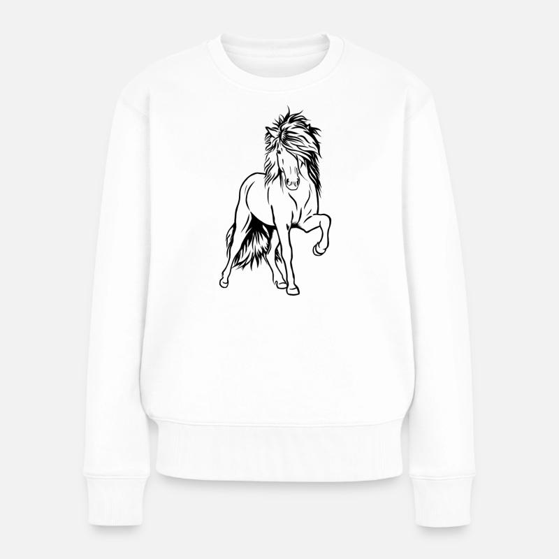 Island Hengst - Frauen Premium Bio Pullover - Weiß