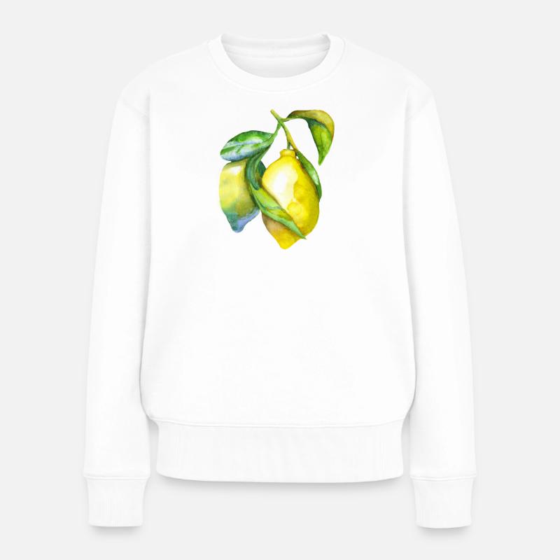 Frische Zitronen-Aquarell - Frauen Premium Bio Pullover - Weiß