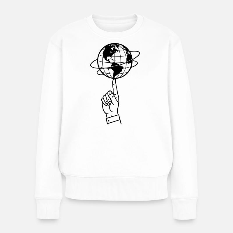 Welt balancieren | Welt im Gleichgewicht - Frauen Premium Bio Pullover - Weiß