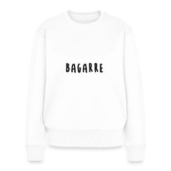 BAGARRE CITATION - Pull Premium bio Femme - blanc - Devant - Julia (174cm)