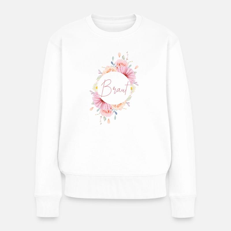 Bunte Blumen - Braut - Frauen Premium Bio Pullover - Weiß