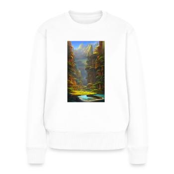 Simulation abstrait nature paysage - Pull Premium bio Femme - blanc - Devant - Julia (174cm)