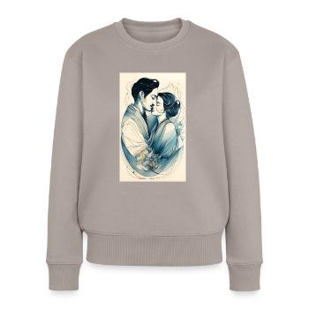 Sinnliches Paar Linien - Frauen Premium Bio Pullover - Taupe - Vorne - Julia (174cm)