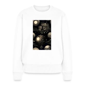 Maison géométrique sombre et abstraite - Pull Premium bio Femme - blanc - Devant - Julia (174cm)