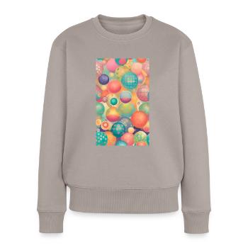 Le monde de la géométrie douce - Pull Premium bio Femme - taupe - Devant - Julia (174cm)