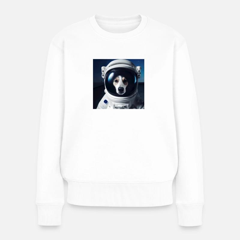 Hund im Weltraum - Frauen Premium Bio Pullover - Weiß