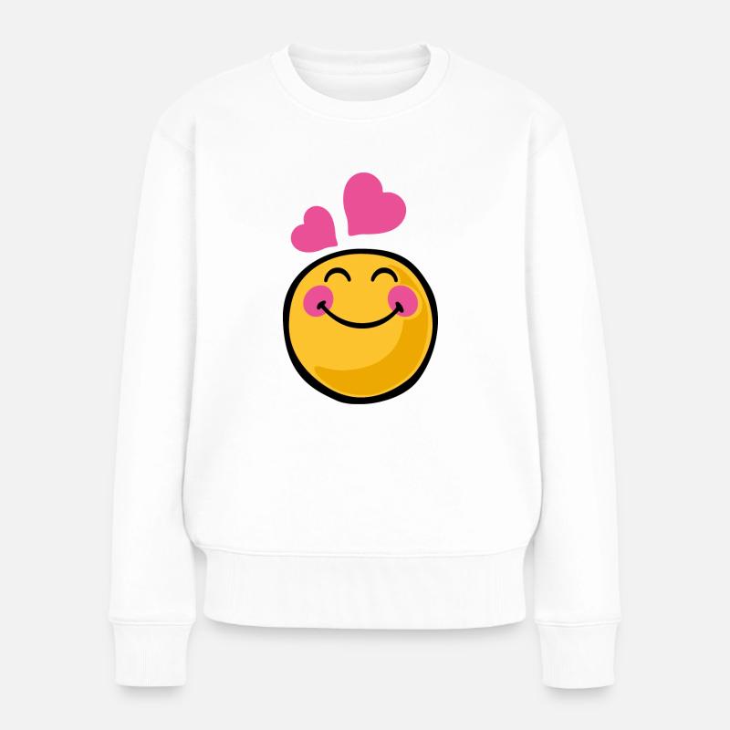 Smiley romantic - Frauen Premium Bio Pullover - Weiß