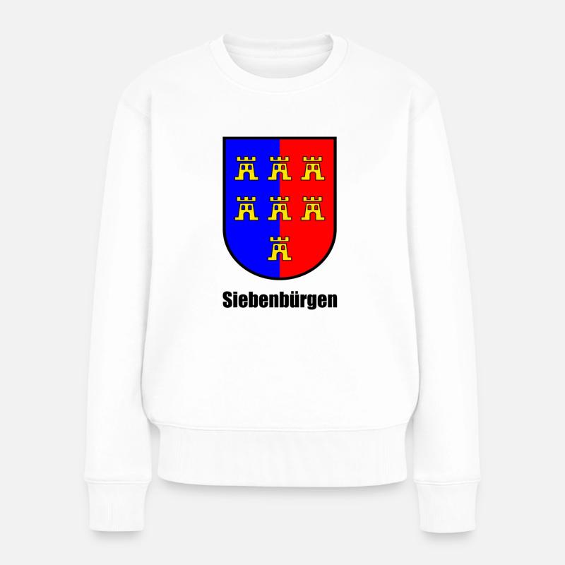 Wappen der Siebenbürger Sachsen "Siebenbürgen" - Frauen Premium Bio Pullover - Weiß