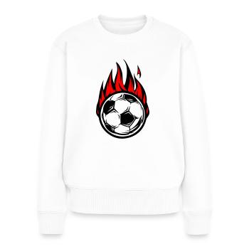 Fussball Brennt Feuer - Frauen Premium Bio Pullover - Weiß - Vorne - Julia (174cm)