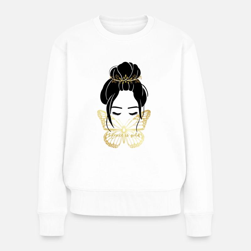 Schweigen ist Gold - Frauen Premium Bio Pullover - Weiß