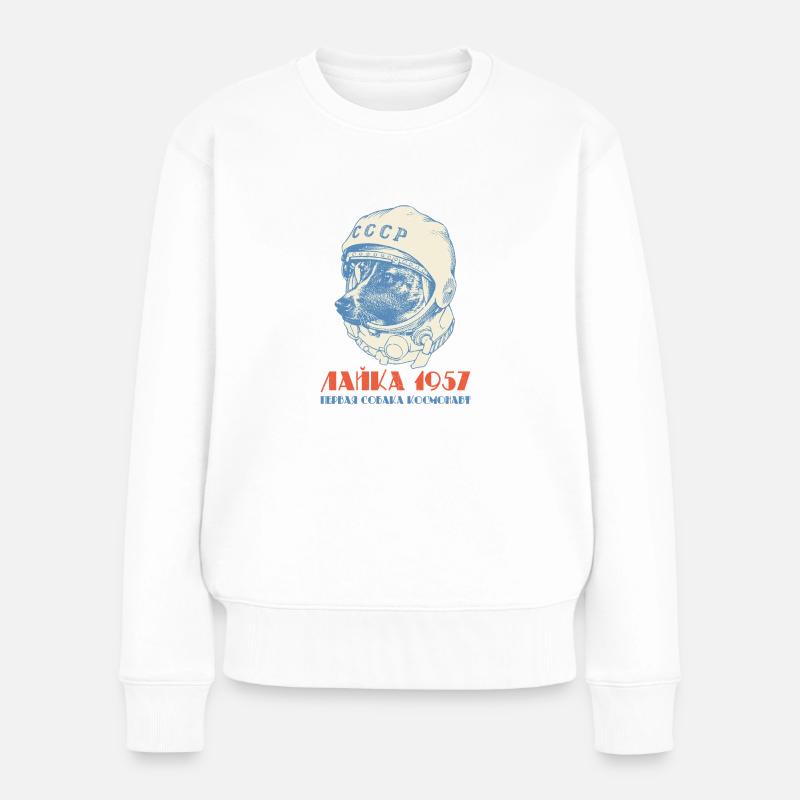 Der erste Hundeastronaut Laika 1957 Soviet - Frauen Premium Bio Pullover - Weiß