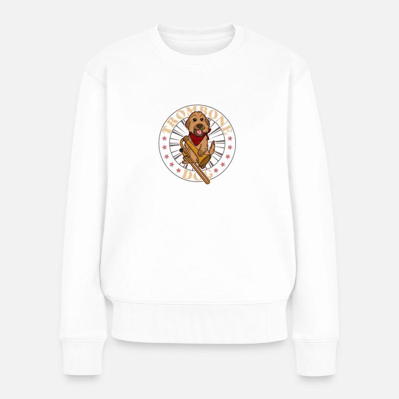 Posaune Musik Instrument Trompete Hund - Frauen Premium Bio Pullover - Weiß