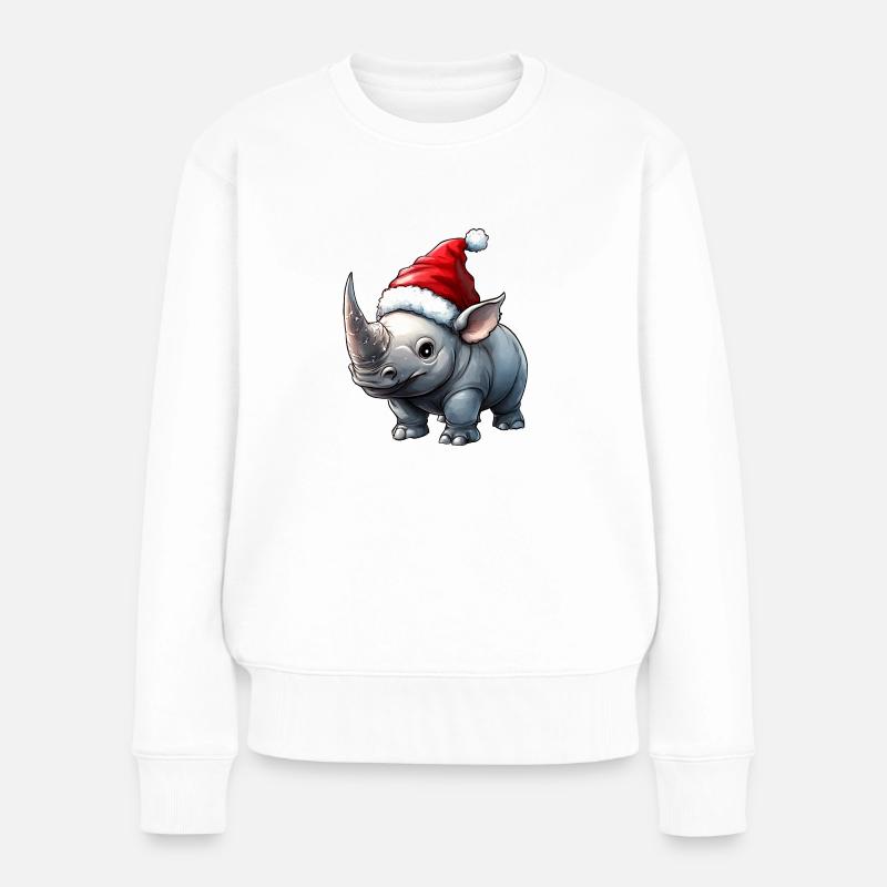Nashörner Weihnachten / Weihnachtsmann Nashorn - Frauen Premium Bio Pullover - Weiß