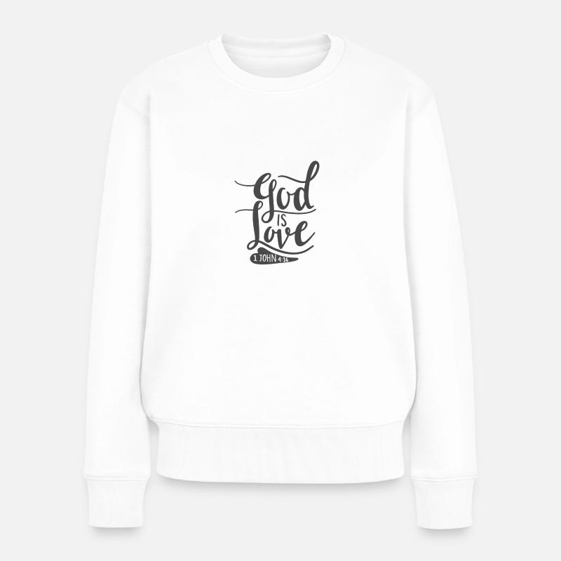Christliches Design Gott ist Liebe - Frauen Premium Bio Pullover - Weiß
