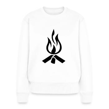 Feu de camp - Pull Premium bio Femme - blanc - Devant - Julia (174cm)