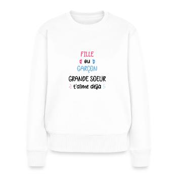 Future Grande soeur - Pull Premium bio Femme - blanc - Devant - Julia (174cm)