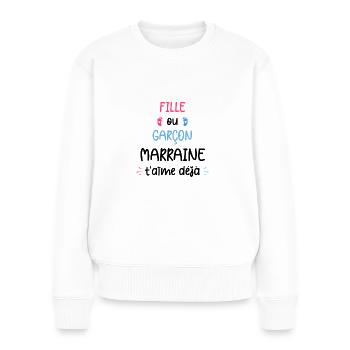Fille ou garçon maman t'aime déjà - Pull Premium bio Femme - blanc - Devant - Julia (174cm)